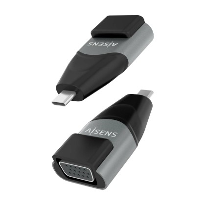 AISENS A109-0863 adattatore per inversione del genere dei cavi VGA USB C Nero, Grigio