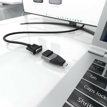 AISENS A109-0863 adattatore per inversione del genere dei cavi VGA USB C Nero, Grigio