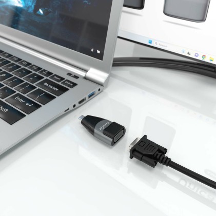 AISENS A109-0863 adattatore per inversione del genere dei cavi VGA USB C Nero, Grigio
