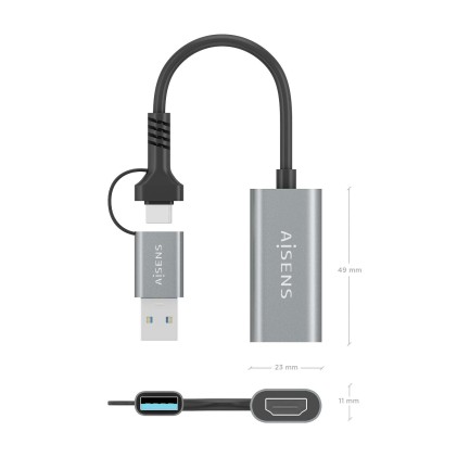 AISENS A109-0913 adattatore grafico USB 1920 x 1080 Pixel Grigio