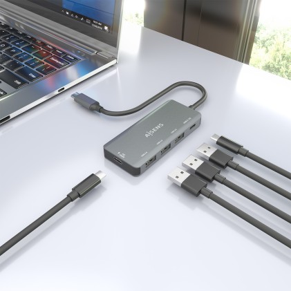 AISENS A109-0945 replicatore di porte e docking station per laptop Cablato USB 3.2 Gen 1 (3.1 Gen 1) Type-C Grigio