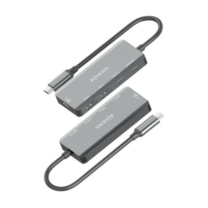 AISENS A109-0946 replicatore di porte e docking station per laptop Cablato USB 3.2 Gen 1 (3.1 Gen 1) Type-C Grigio