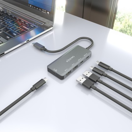 AISENS A109-0946 replicatore di porte e docking station per laptop Cablato USB 3.2 Gen 1 (3.1 Gen 1) Type-C Grigio