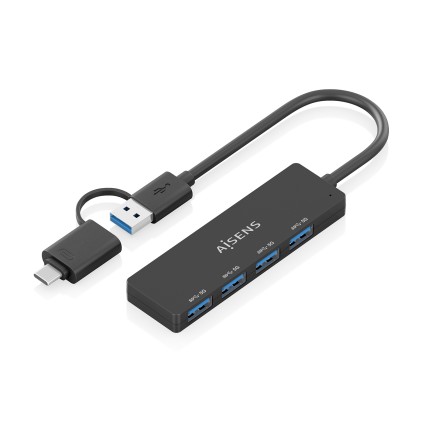 AISENS A109-0987 replicatore di porte e docking station per laptop Cablato USB 3.2 Gen 1 (3.1 Gen 1) Type-A + Type-C Nero