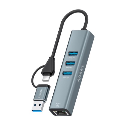 AISENS A109-1033 replicatore di porte e docking station per laptop Cablato USB 3.2 Gen 1 (3.1 Gen 1) Type-C Grigio