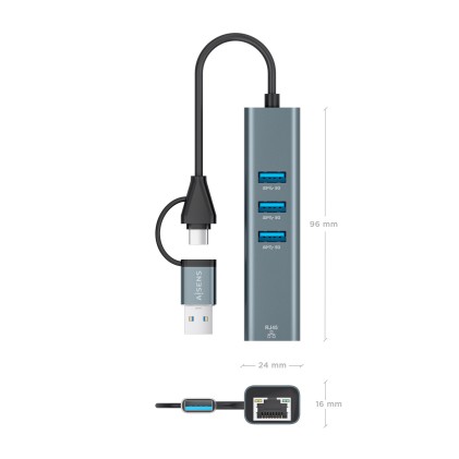 AISENS A109-1033 replicatore di porte e docking station per laptop Cablato USB 3.2 Gen 1 (3.1 Gen 1) Type-C Grigio