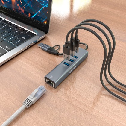 AISENS A109-1033 replicatore di porte e docking station per laptop Cablato USB 3.2 Gen 1 (3.1 Gen 1) Type-C Grigio