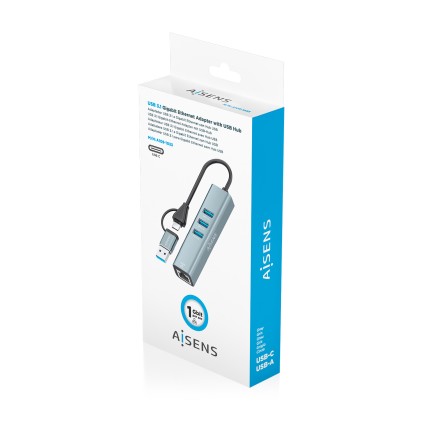 AISENS A109-1033 replicatore di porte e docking station per laptop Cablato USB 3.2 Gen 1 (3.1 Gen 1) Type-C Grigio