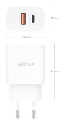 AISENS A110-0952 Caricabatterie per dispositivi mobili Universale Bianco AC Ricarica rapida Interno