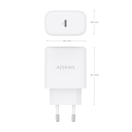 AISENS A110-0969 Caricabatterie per dispositivi mobili Fotocamera, GPS, Telefono cellulare, Computer portatile, Smartphone, Tablet, Universale Bianco AC Ricarica rapida Interno