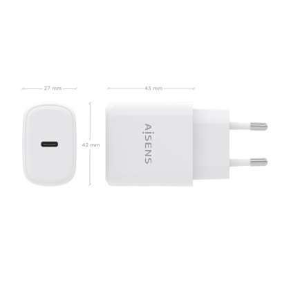 AISENS A110-0975 Caricabatterie per dispositivi mobili Fotocamera, Telefono cellulare, Computer portatile, Smartphone, Tablet, Universale Bianco AC Ricarica rapida Interno