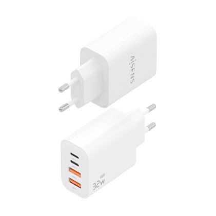 AISENS A110-1027 Caricabatterie per dispositivi mobili Telefono cellulare, Smartphone, Computer portatile, Fotocamera, Tablet, GPS, MP3, MP4, Console portatile, Universale Bianco AC Ricarica rapida Interno