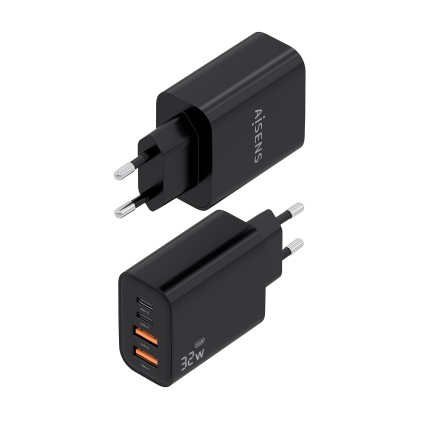 AISENS A110-1028 Caricabatterie per dispositivi mobili Telefono cellulare, Smartphone, Computer portatile, Fotocamera, Tablet, GPS, MP3, MP4, Console portatile, Universale Nero AC Ricarica rapida Interno