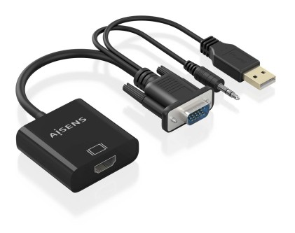 AISENS A115-0872 cavo e adattatore video 0,2 m HDMI tipo A (Standard) VGA (D-Sub) + 3.5mm + USB Type-A Nero