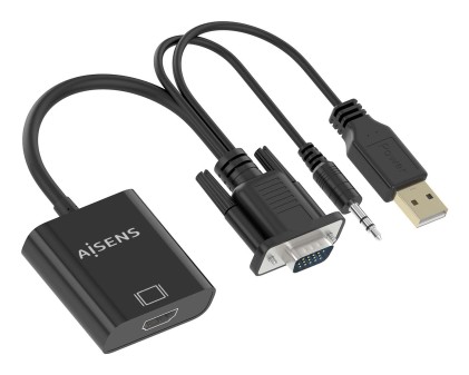 AISENS A115-0872 cavo e adattatore video 0,2 m HDMI tipo A (Standard) VGA (D-Sub) + 3.5mm + USB Type-A Nero