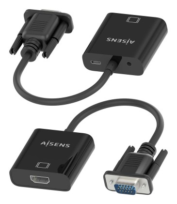 AISENS A115-0873 cavo e adattatore video 0,2 m HDMI + 3.5mm + Micro-USB Type-B VGA (D-Sub) Nero
