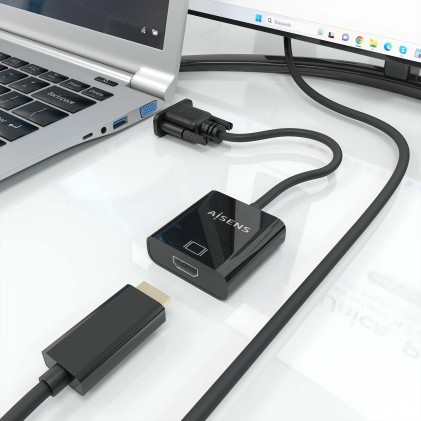 AISENS A115-0873 cavo e adattatore video 0,2 m HDMI + 3.5mm + Micro-USB Type-B VGA (D-Sub) Nero
