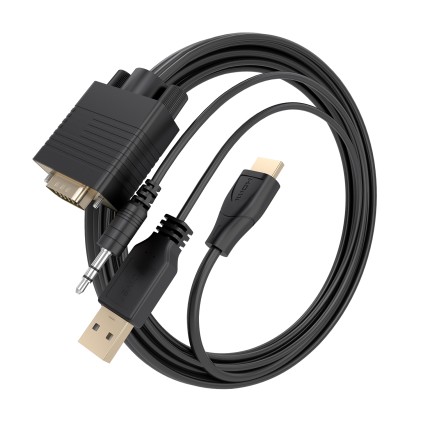 AISENS A115-1007 cavo e adattatore video 1 m VGA (D-Sub) + 3.5mm + USB Type-A HDMI tipo A (Standard) Nero
