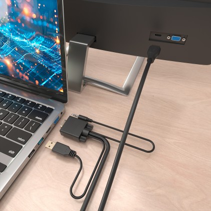 AISENS A115-1008 cavo e adattatore video 1,5 m VGA (D-Sub) + 3.5mm + USB Type-A HDMI tipo A (Standard) Nero