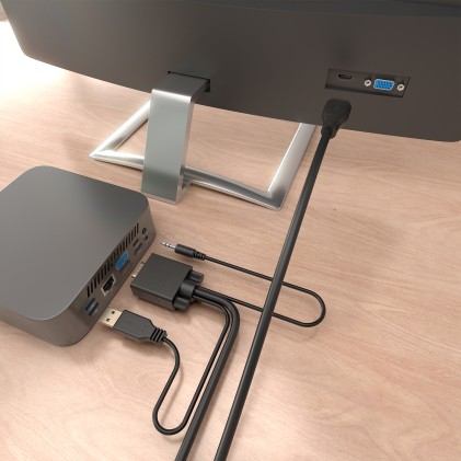 AISENS A115-1008 cavo e adattatore video 1,5 m VGA (D-Sub) + 3.5mm + USB Type-A HDMI tipo A (Standard) Nero