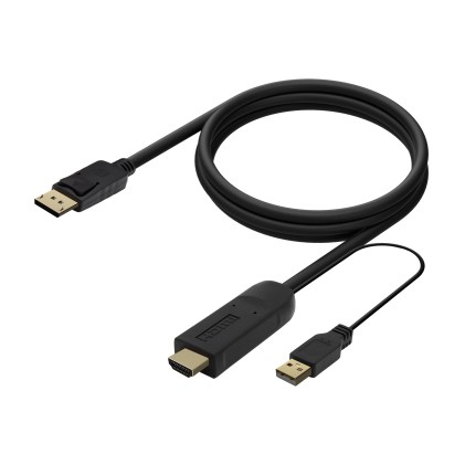 AISENS A122-0641 cavo e adattatore video 1,8 m HDMI tipo A (Standard) DisplayPort + USB Type-A Nero