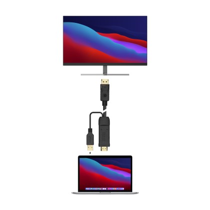 AISENS A122-0641 cavo e adattatore video 1,8 m HDMI tipo A (Standard) DisplayPort + USB Type-A Nero