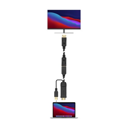 AISENS A122-0642 cavo e adattatore video 0,1 m HDMI tipo A (Standard) DisplayPort + USB Type-A Nero