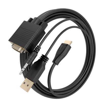 AISENS A122-1014 cavo e adattatore video 1,5 m HDMI tipo A (Standard) VGA (D-Sub) + 3.5mm + USB Type-A Nero