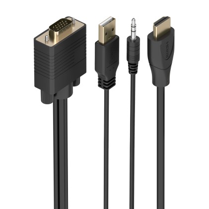 AISENS A122-1015 cavo e adattatore video 2 m HDMI tipo A (Standard) VGA (D-Sub) + 3.5mm + USB Type-A Nero