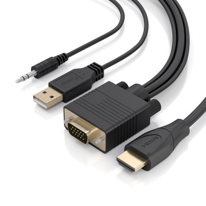 AISENS A122-1015 cavo e adattatore video 2 m HDMI tipo A (Standard) VGA (D-Sub) + 3.5mm + USB Type-A Nero