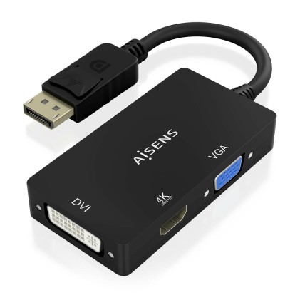 AISENS A125-0861 cavo e adattatore video 0,15 m DisplayPort VGA + HDMI + DVI Nero