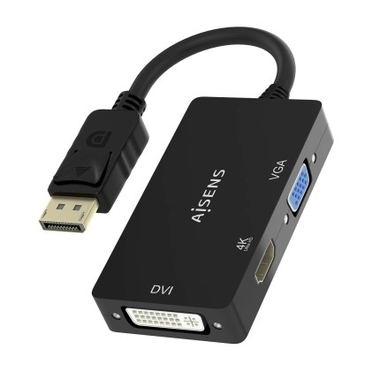 AISENS A125-0861 cavo e adattatore video 0,15 m DisplayPort VGA + HDMI + DVI Nero