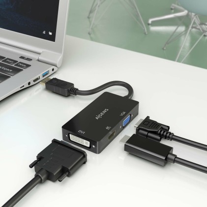 AISENS A125-0861 cavo e adattatore video 0,15 m DisplayPort VGA + HDMI + DVI Nero