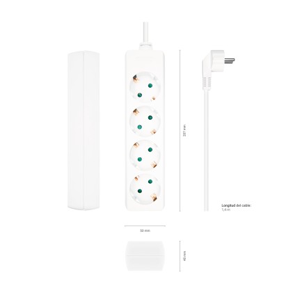 AISENS A154-0533 prolunghe e multiple 1,4 m 4 presa(e) AC Interno Bianco