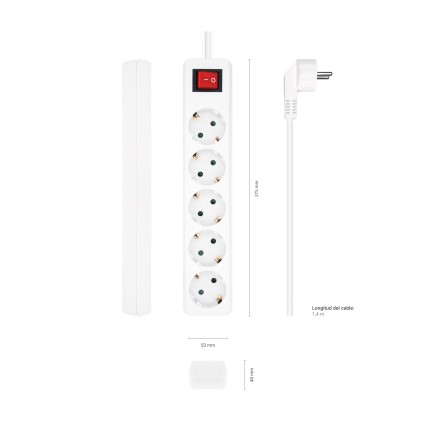 AISENS A154-0651 prolunghe e multiple 1,4 m 5 presa(e) AC Interno Bianco