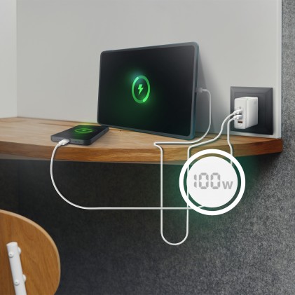 AISENS ASCH-100W3P008-W Caricabatterie per dispositivi mobili Universale Bianco AC Ricarica rapida Interno