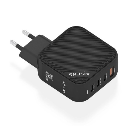 Caricabatterie Aisens GAN 100W - 3xUSB-C PD3.0 QC4.0 - 1xUSB-A QC3.0