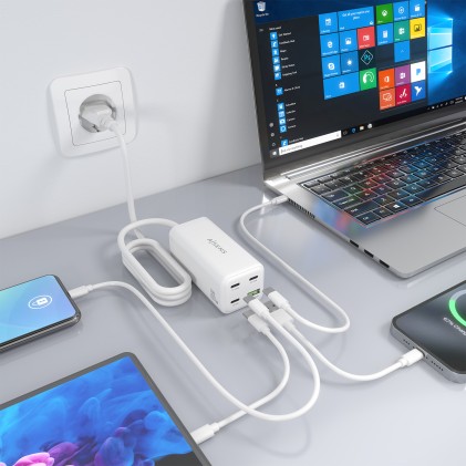 AISENS ASCH-100W4P053-W Caricabatterie per dispositivi mobili Universale Bianco AC Ricarica rapida Interno