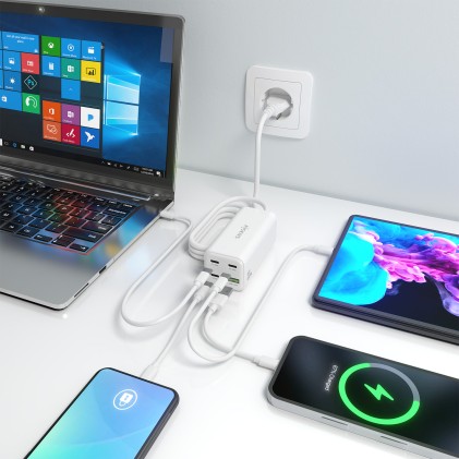 AISENS ASCH-100W4P053-W Caricabatterie per dispositivi mobili Universale Bianco AC Ricarica rapida Interno