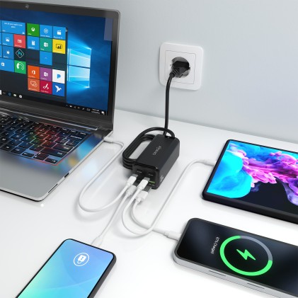 AISENS ASCH-100W4P054-BK Caricabatterie per dispositivi mobili Universale Nero AC Ricarica rapida Interno