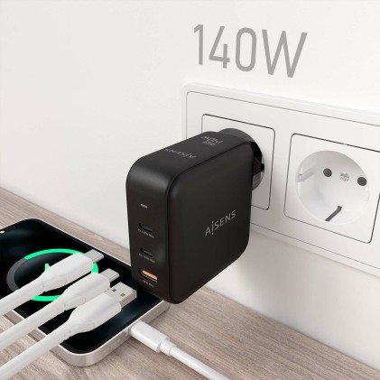 Caricabatterie Aisens GAN 140W - 2xUSB-C PD3.1 QC4.0 - 1xUSB-A QC3.0