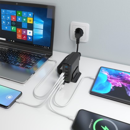 AISENS ASCH-140W4P056-BK Caricabatterie per dispositivi mobili Universale Nero AC Ricarica rapida Interno