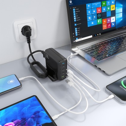 AISENS ASCH-140W4P056-BK Caricabatterie per dispositivi mobili Universale Nero AC Ricarica rapida Interno