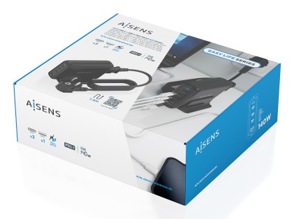 AISENS ASCH-140W4P056-BK Caricabatterie per dispositivi mobili Universale Nero AC Ricarica rapida Interno