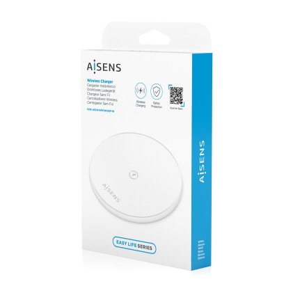 AISENS ASCH-15W1WC057-W Caricabatterie per dispositivi mobili Smartphone Bianco USB Carica wireless Interno