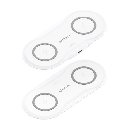 AISENS ASCH-15W2WC059-W Caricabatterie per dispositivi mobili Cuffie, Smartphone Bianco USB Carica wireless Interno