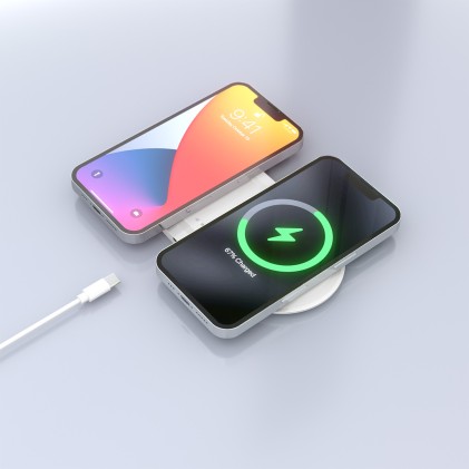 AISENS ASCH-15W2WC059-W Caricabatterie per dispositivi mobili Cuffie, Smartphone Bianco USB Carica wireless Interno