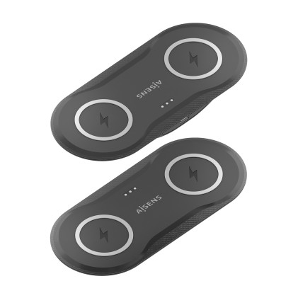 AISENS ASCH-15W2WC060-BK Caricabatterie per dispositivi mobili Cuffie, Smartphone Nero USB Carica wireless Interno