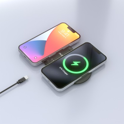 AISENS ASCH-15W2WC060-BK Caricabatterie per dispositivi mobili Cuffie, Smartphone Nero USB Carica wireless Interno