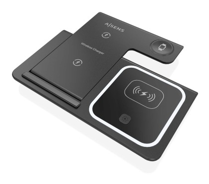 AISENS ASCH-15W3WC043-BK Caricabatterie per dispositivi mobili Auricolare, Telefono cellulare, Smartphone, Orologio intelligente Nero USB Carica wireless Ricarica rapida Interno